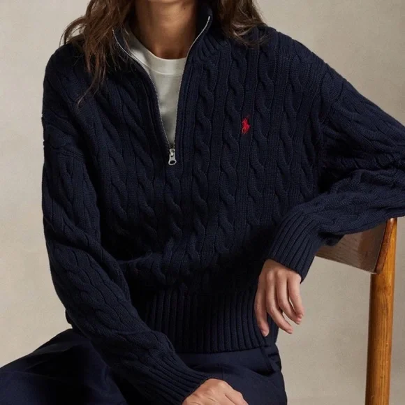 Ralph Lauren half zip knit sweater - Picture 1 of 6
